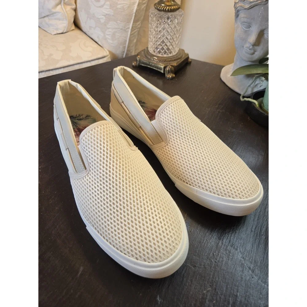 Caribbean Joe Men's Ryan  Slip On Boat Sneaker Loafers Ivory Mesh Size 10 NEW!